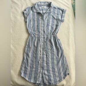 Striped Blue and White Button-Up Dress